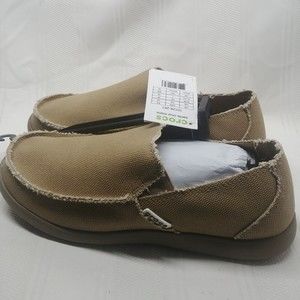Crocs Mens Santa Cruz Loafers Size 8 Khaki Beige Canvas Slip On 10128-261 NEW